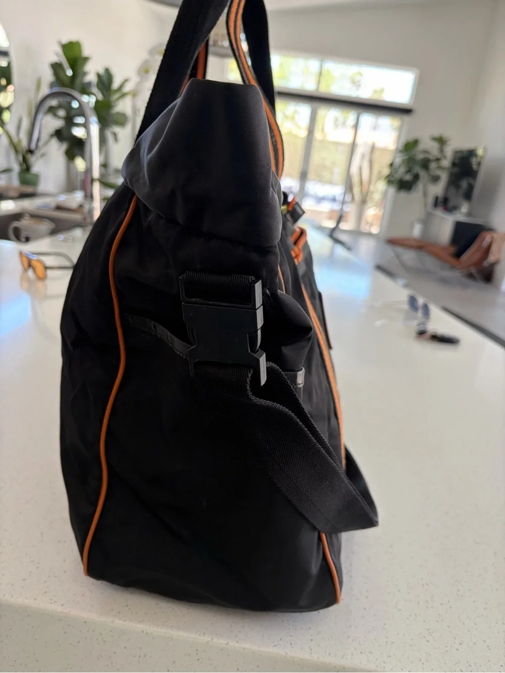 Gucci Black Duffel with Orange Trim